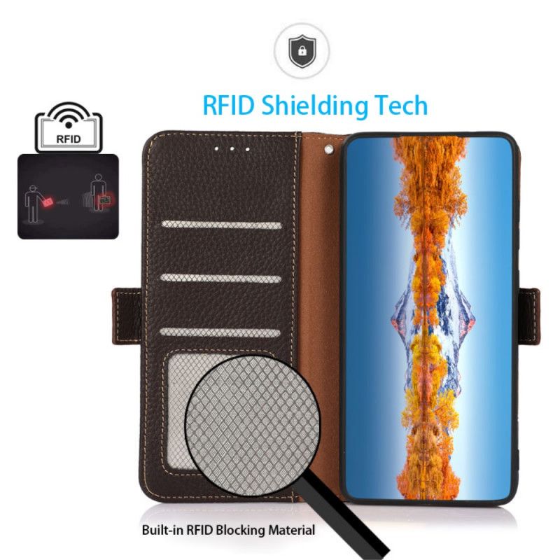 Bescherming Hoesje Motorola Edge 20 Litchi Leder Khazneh Rfid