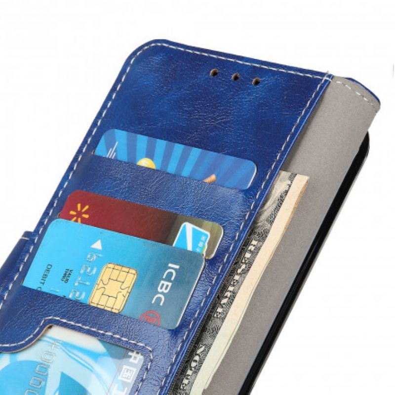 Flip Case Leren Motorola Edge 20 Glanzende En Zichtbare Naden