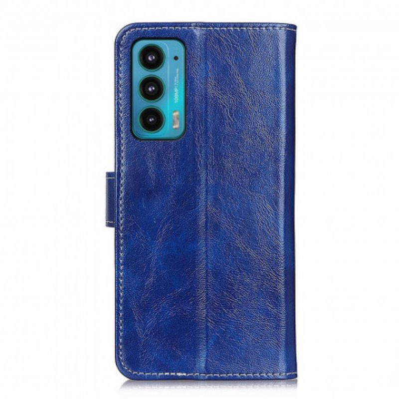 Flip Case Leren Motorola Edge 20 Glanzende En Zichtbare Naden