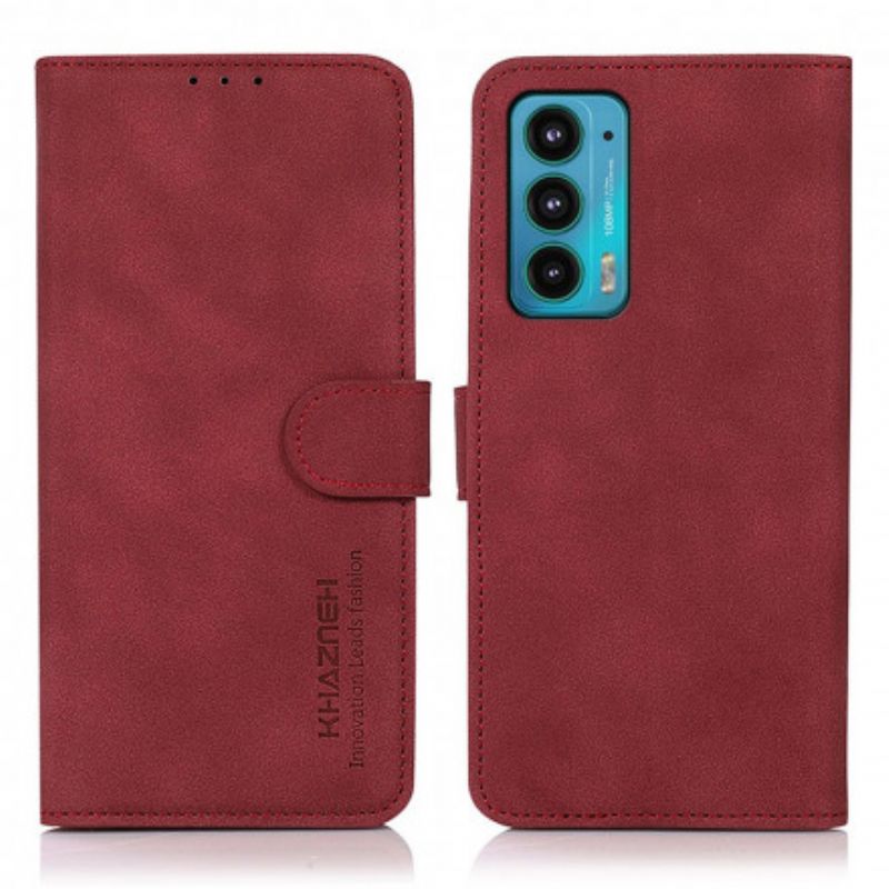 Flip Case Leren Motorola Edge 20 Khazneh Getextureerd Leereffect