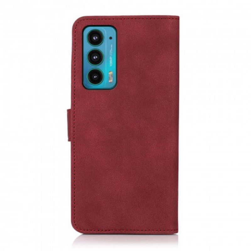 Flip Case Leren Motorola Edge 20 Khazneh Getextureerd Leereffect