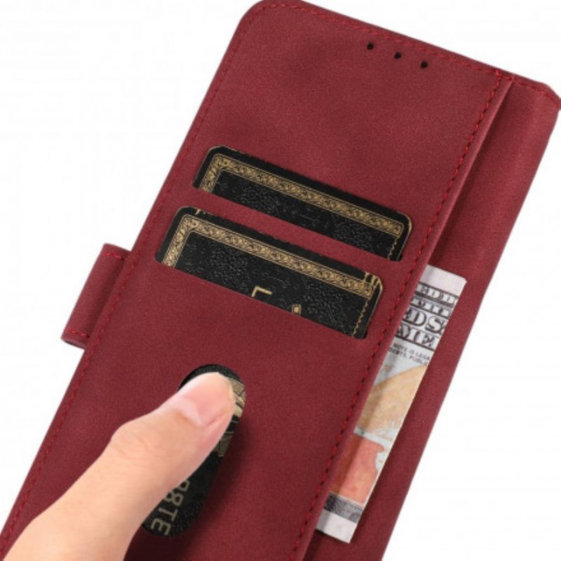 Flip Case Leren Motorola Edge 20 Khazneh Getextureerd Leereffect