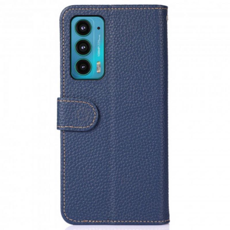 Flip Case Leren Motorola Edge 20 Litchi Leder Khazneh Rfid