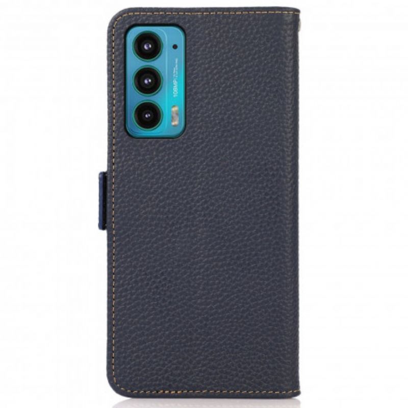 Folio-hoesje Motorola Edge 20 Echt Leer Litchi Khazneh Rfid