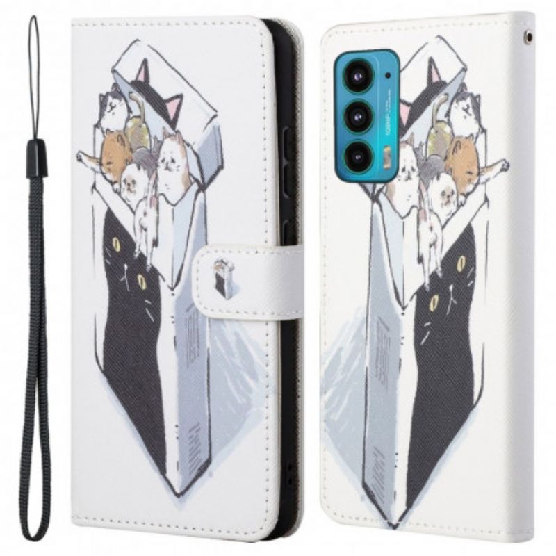 Folio-hoesje Motorola Edge 20 Telefoonhoesje Funky Cats Strappy