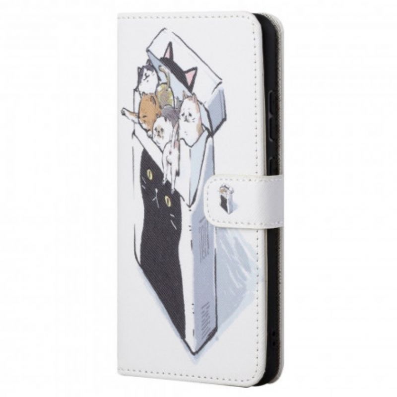 Folio-hoesje Motorola Edge 20 Telefoonhoesje Funky Cats Strappy