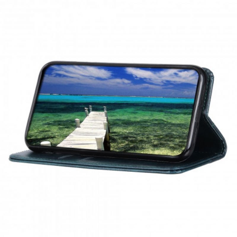 Folio-hoesje Motorola Edge 20 Vintage Lederen Stijl Klinknagels Bescherming Hoesje