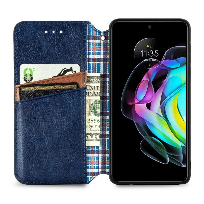 Folio-hoesje Voor Motorola Edge 20 Ledereffect Diamanttextuur