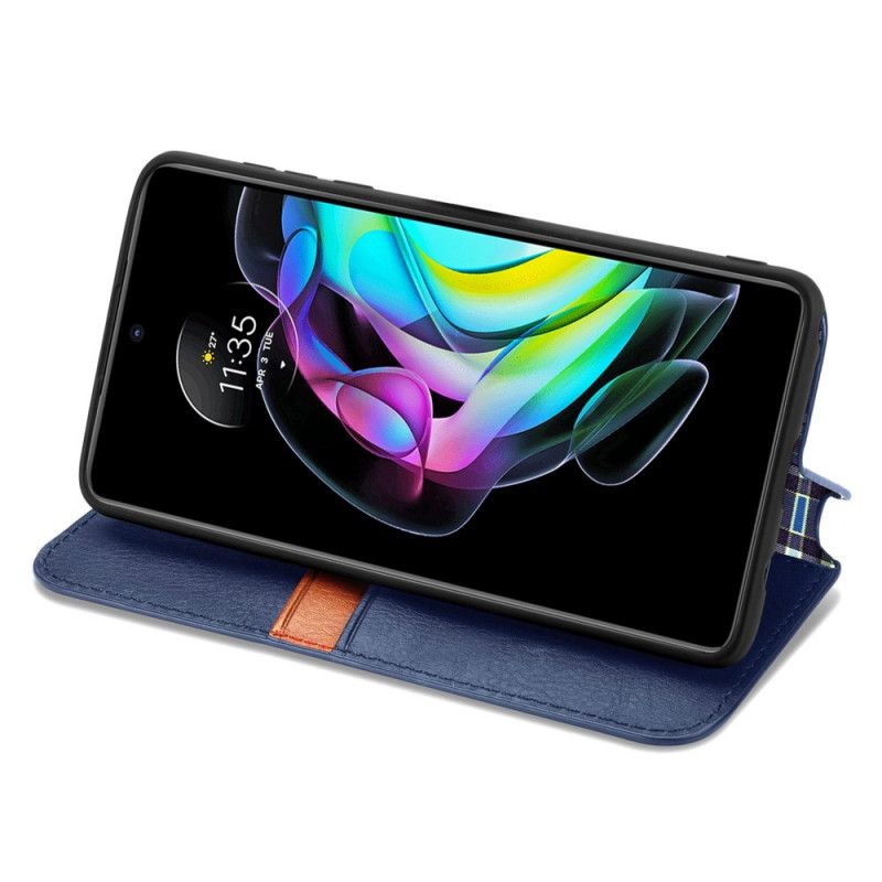 Folio-hoesje Voor Motorola Edge 20 Ledereffect Diamanttextuur