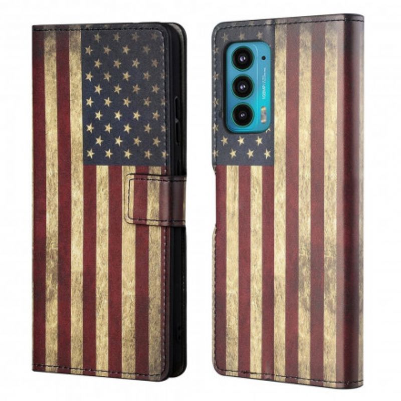 Leren Hoesje Motorola Edge 20 Amerikaanse Vlag