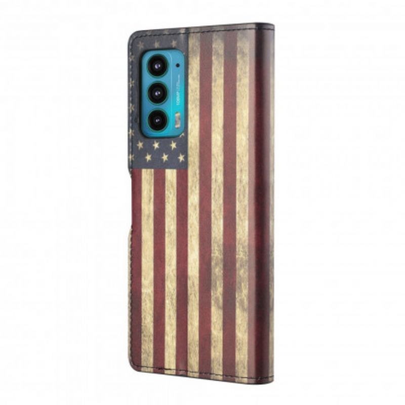 Leren Hoesje Motorola Edge 20 Amerikaanse Vlag