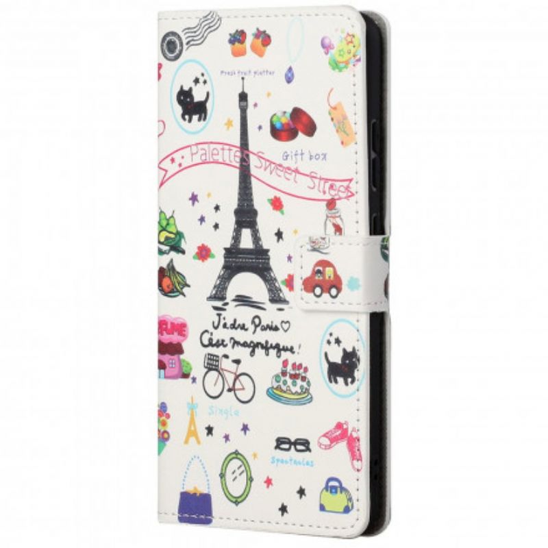 Leren Hoesje Motorola Edge 20 Ik Hou Van Parijs Bescherming Hoesje