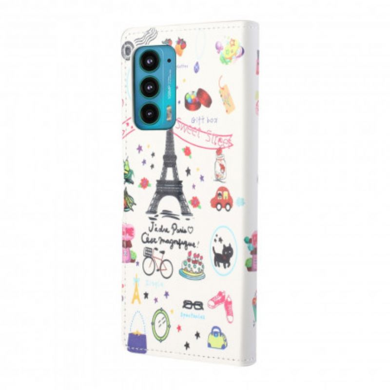Leren Hoesje Motorola Edge 20 Ik Hou Van Parijs Bescherming Hoesje