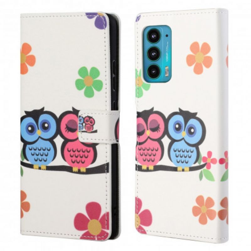 Leren Hoesje Motorola Edge 20 Paar Uilen Bescherming Hoesje