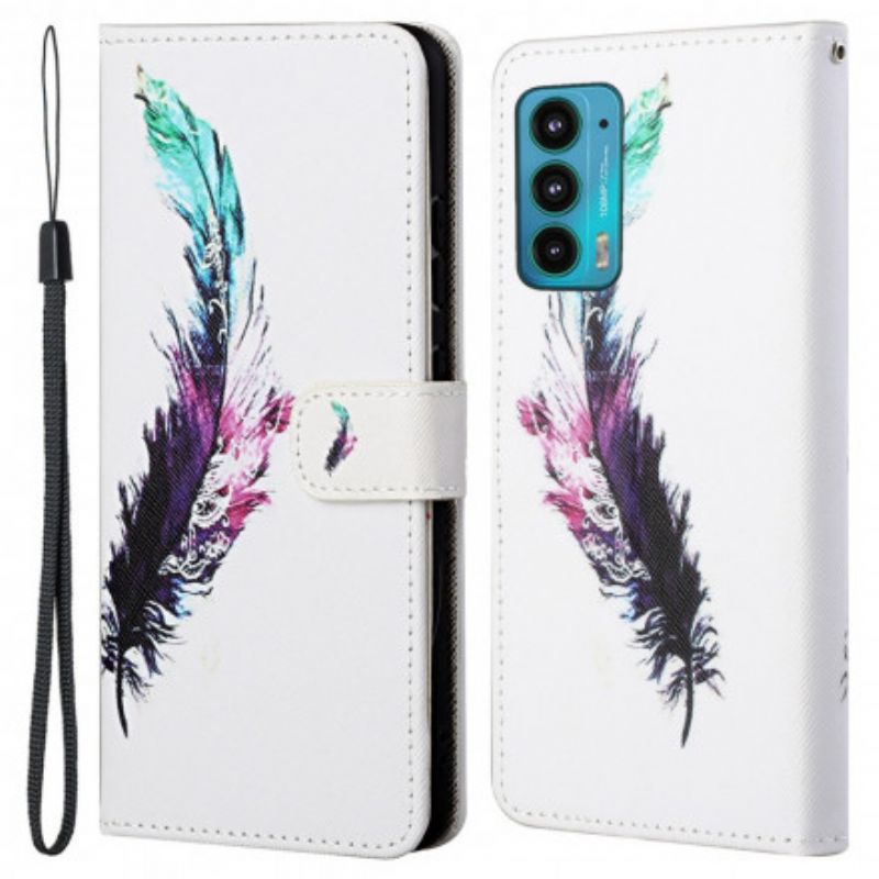 Leren Hoesje Motorola Edge 20 Riem Veer Bescherming Hoesje