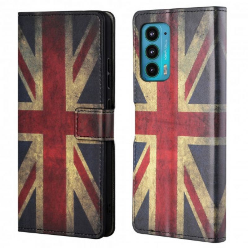 Leren Hoesje Motorola Edge 20 Vlag Engeland Bescherming Hoesje