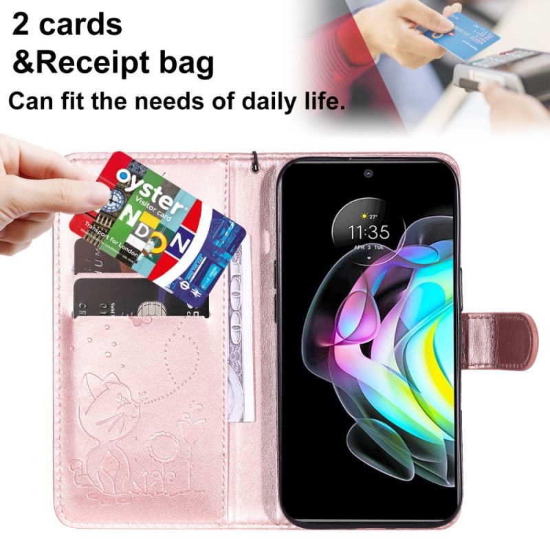 Leren Hoesje Voor Motorola Edge 20 Cat And Bee String