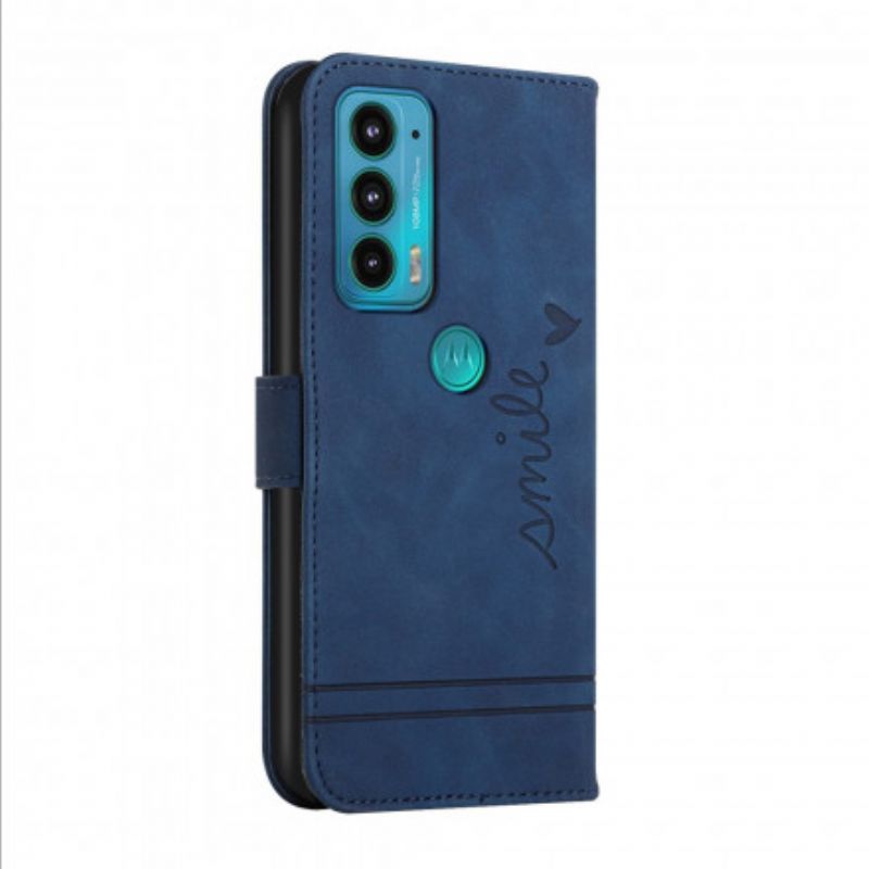 Leren Hoesje Voor Motorola Edge 20 Glimlach Met Lanyard