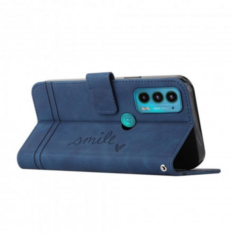Leren Hoesje Voor Motorola Edge 20 Glimlach Met Lanyard
