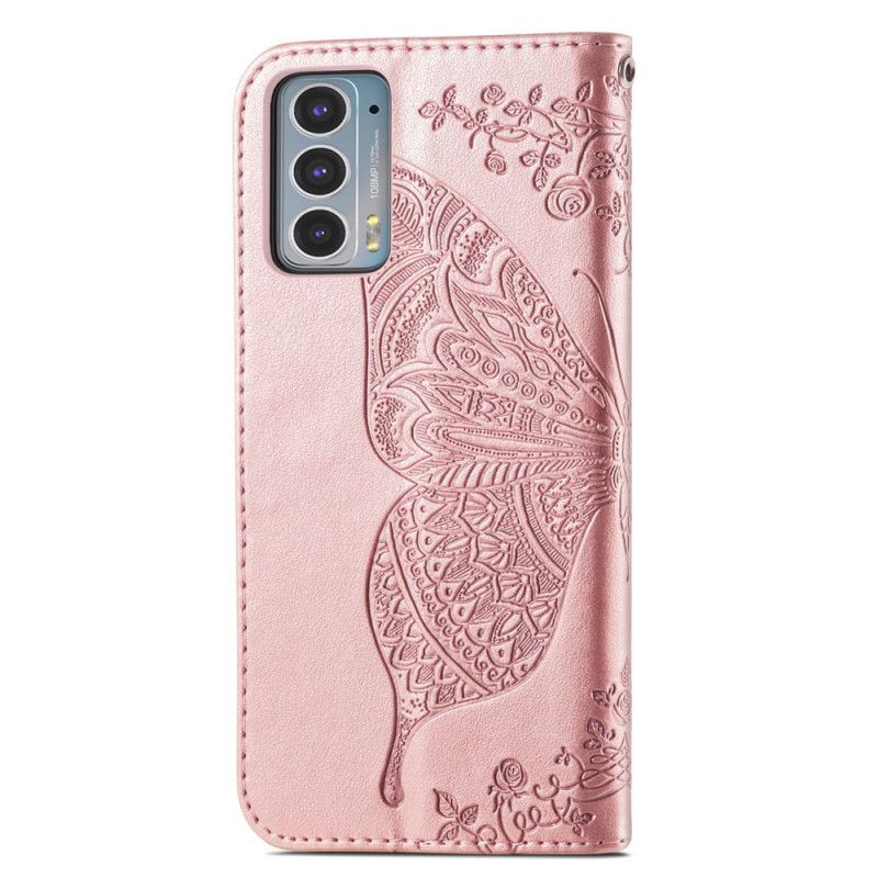 Leren Hoesje Voor Motorola Edge 20 Halve Vlinders