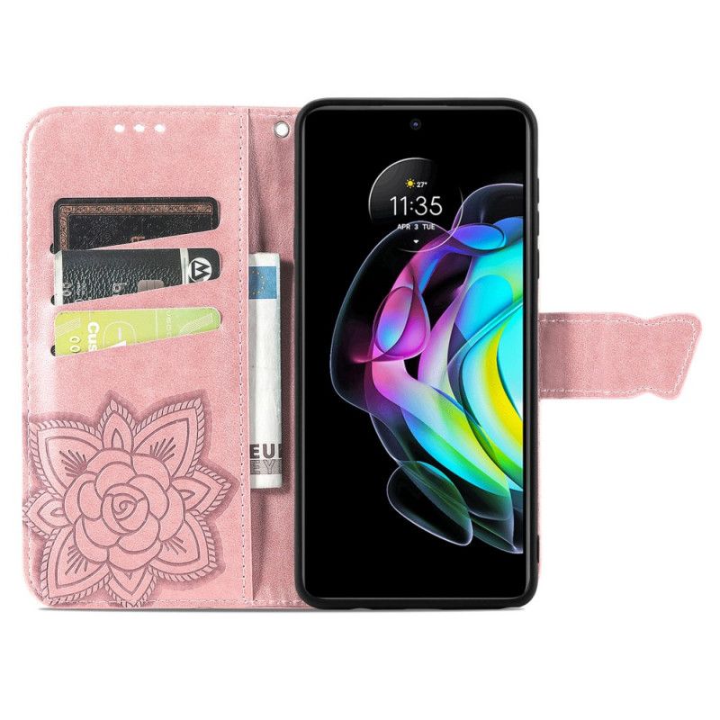 Leren Hoesje Voor Motorola Edge 20 Halve Vlinders