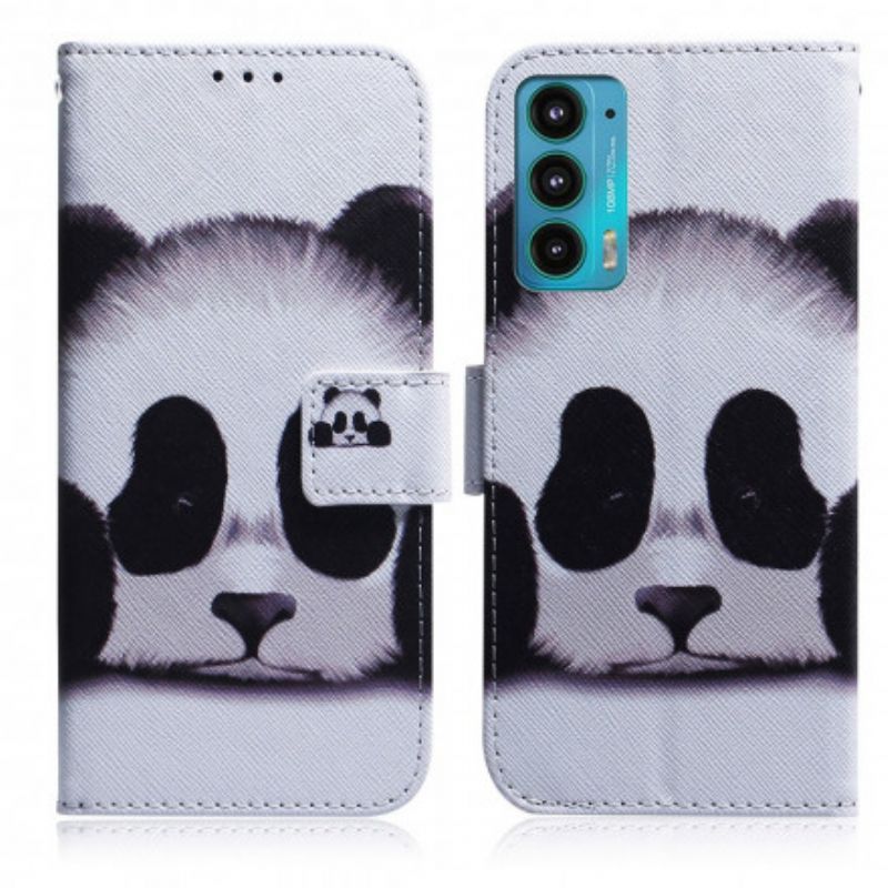 Leren Hoesje Voor Motorola Edge 20 Panda Gezicht