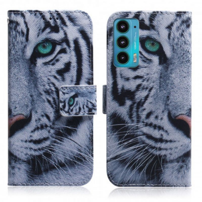 Leren Hoesje Voor Motorola Edge 20 Tijgergezicht