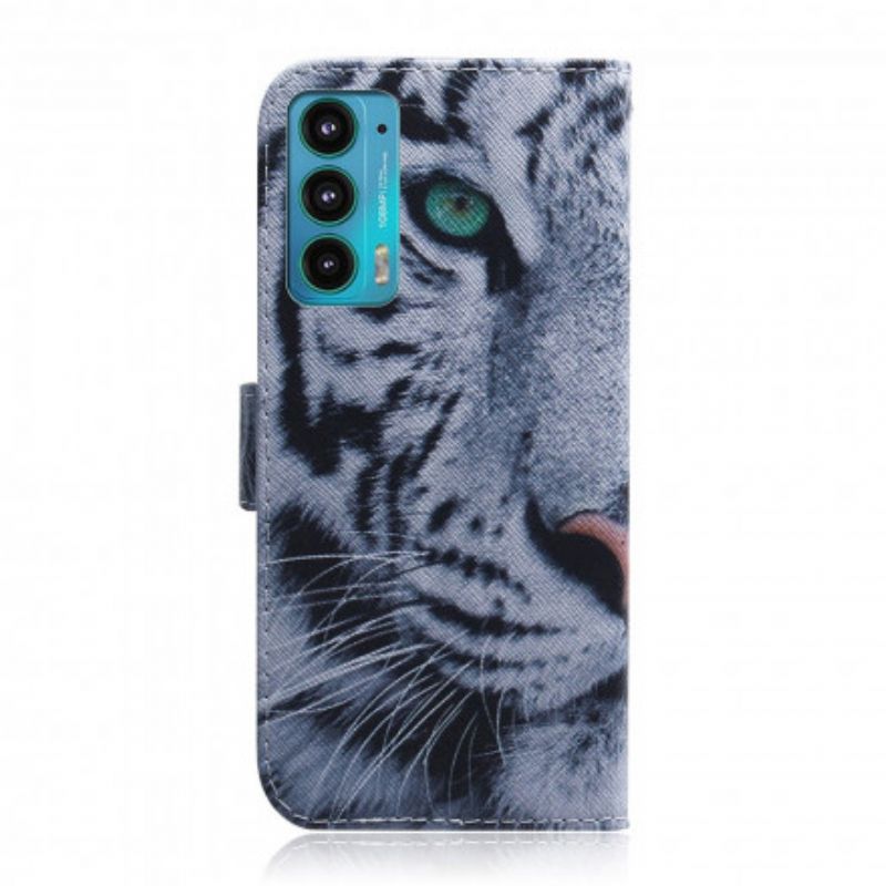 Leren Hoesje Voor Motorola Edge 20 Tijgergezicht