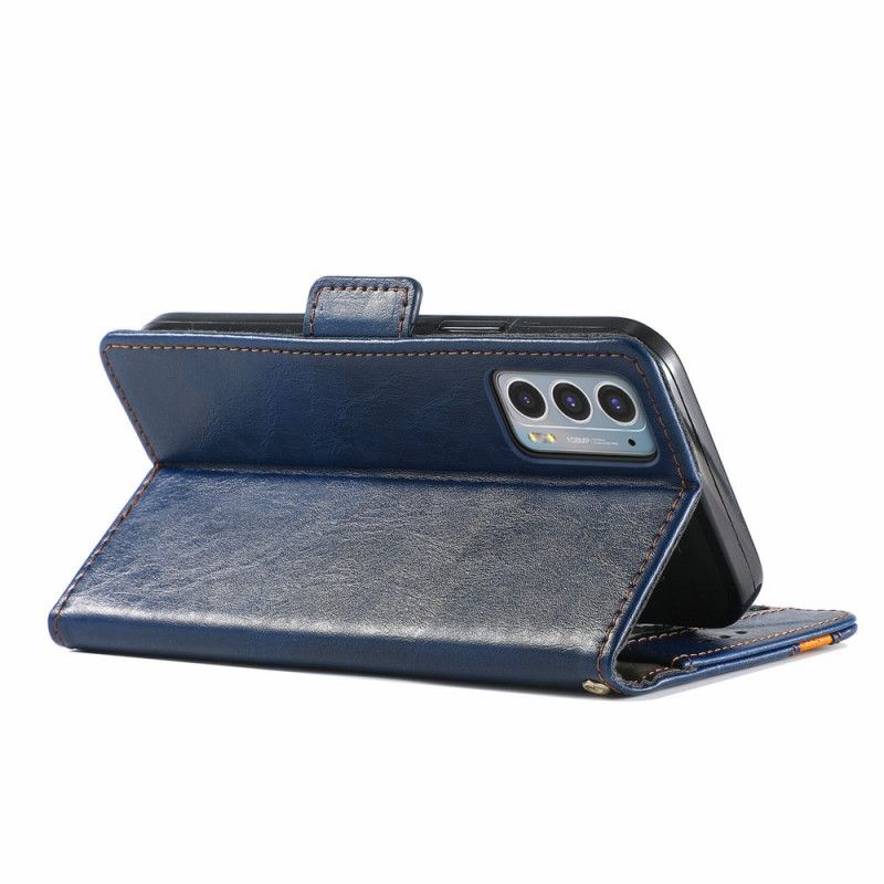 Leren Hoesje Voor Motorola Edge 20 Tweekleurige Dubbele Sluiting