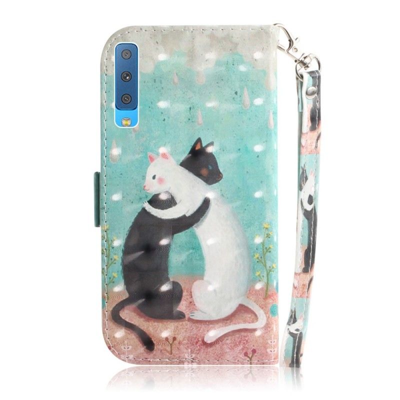 Bescherming Hoesje Samsung Galaxy A7 Telefoonhoesje String Kattenvrienden