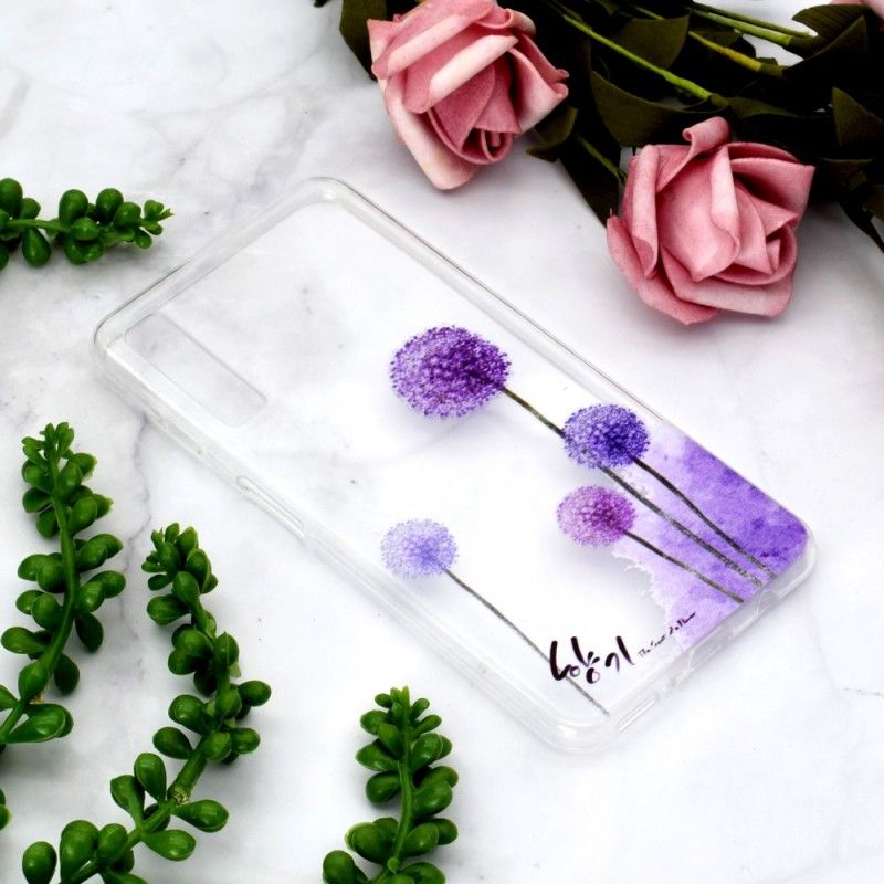 Case Hoesje Samsung Galaxy A7 Telefoonhoesje Transparant Gekleurde Paardenbloemen