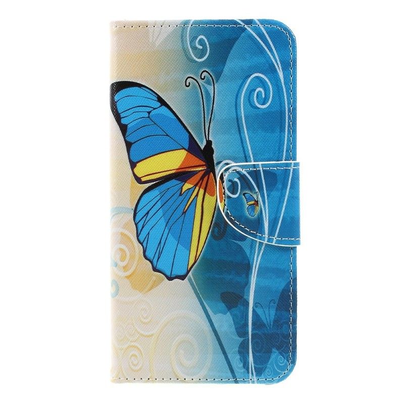 Cover Folio-hoesje Samsung Galaxy A7 Paars Lichtblauw Telefoonhoesje Vlinders