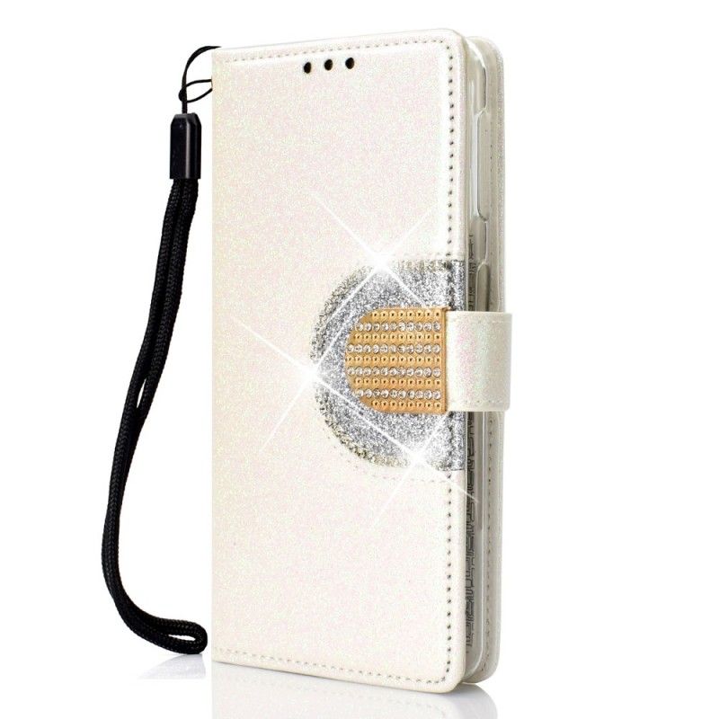 Cover Folio-hoesje Samsung Galaxy A7 Paars Zwart Telefoonhoesje Meisjesachtige Spiegel Glitter