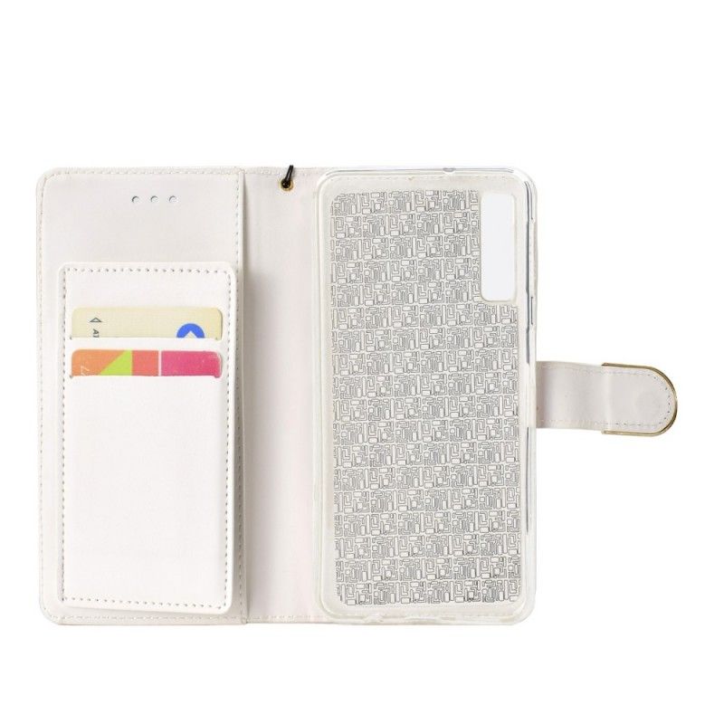 Cover Folio-hoesje Samsung Galaxy A7 Paars Zwart Telefoonhoesje Meisjesachtige Spiegel Glitter