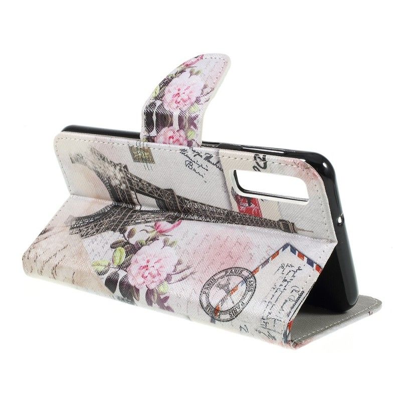 Cover Folio-hoesje Samsung Galaxy A7 Telefoonhoesje Retro Eiffeltoren