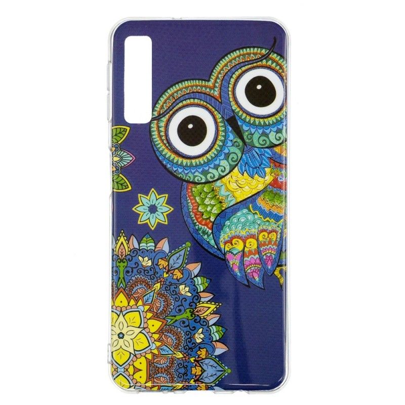 Cover Hoesje Samsung Galaxy A7 Telefoonhoesje Fluorescerende Mandala-Uil