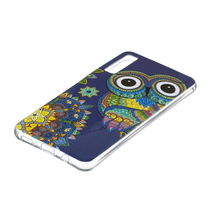 Cover Hoesje Samsung Galaxy A7 Telefoonhoesje Fluorescerende Mandala-Uil