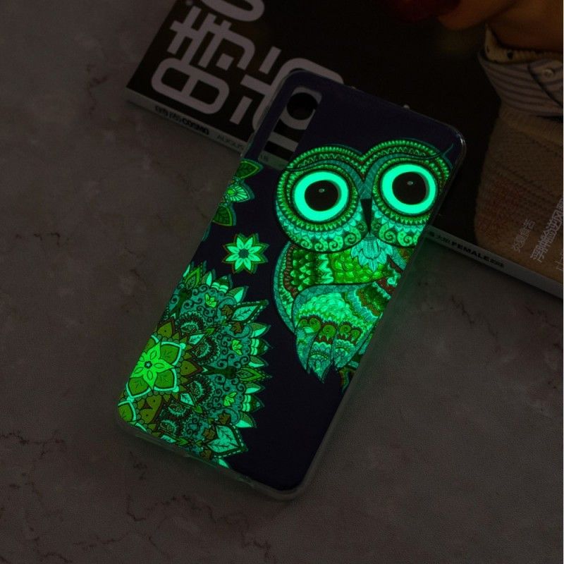 Cover Hoesje Samsung Galaxy A7 Telefoonhoesje Fluorescerende Mandala-Uil