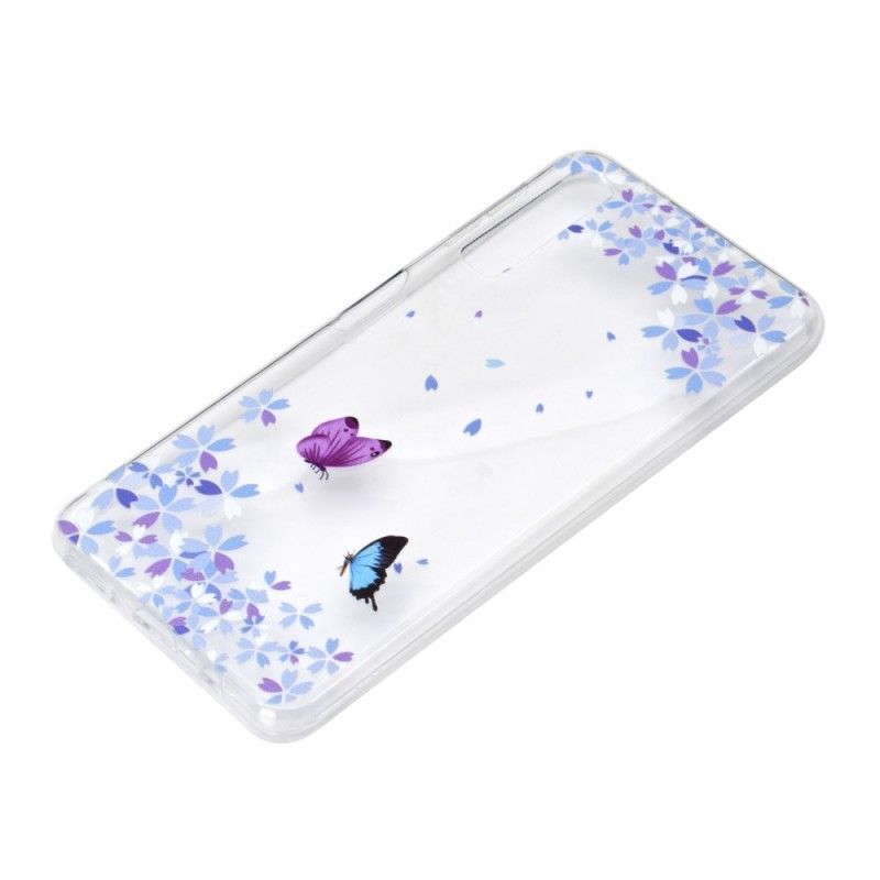 Cover Hoesje Samsung Galaxy A7 Telefoonhoesje Transparante Vlinders En Bloemen