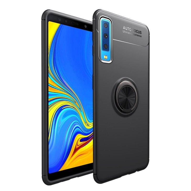 Hoesje Samsung Galaxy A7 Rood Zwart Roterende Ring