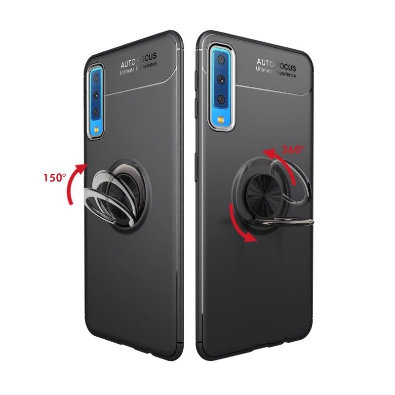 Hoesje Samsung Galaxy A7 Rood Zwart Roterende Ring