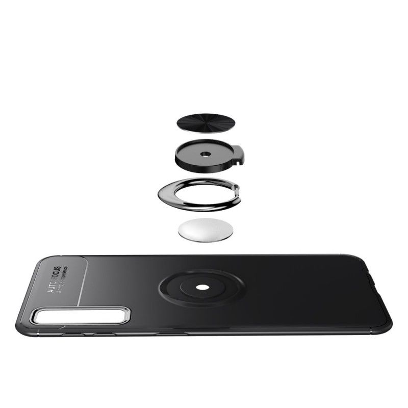 Hoesje Samsung Galaxy A7 Rood Zwart Roterende Ring