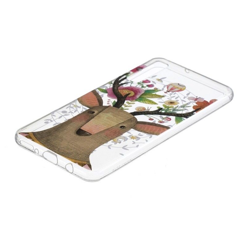 Hoesje Samsung Galaxy A7 Telefoonhoesje Transparant Gebloemd Hert