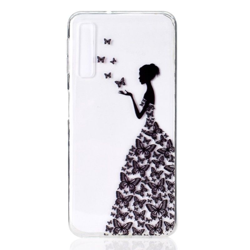 Hoesje Samsung Galaxy A7 Telefoonhoesje Transparante Vlinderjurk