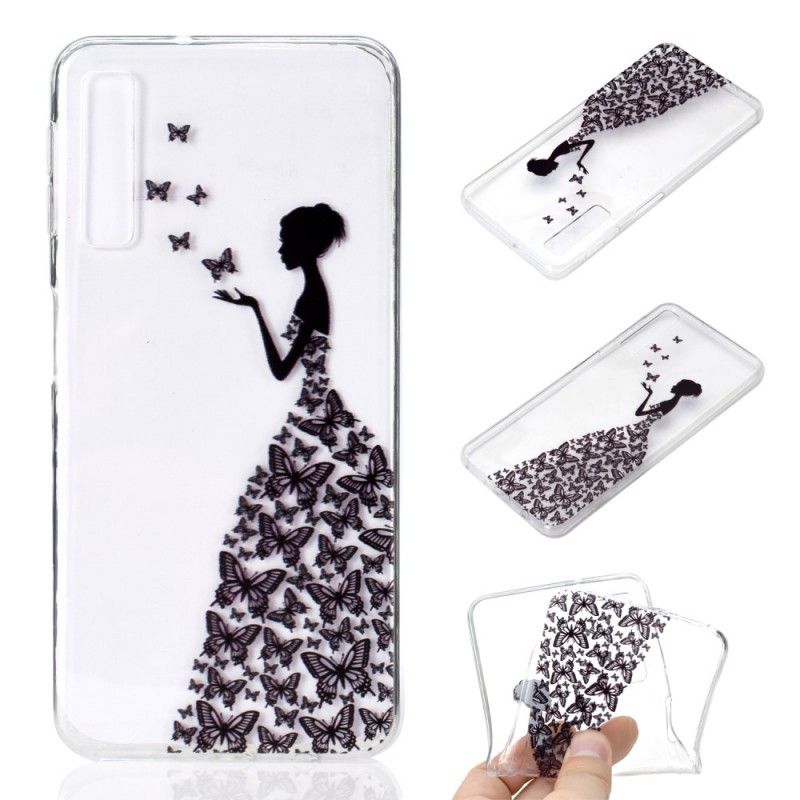 Hoesje Samsung Galaxy A7 Telefoonhoesje Transparante Vlinderjurk