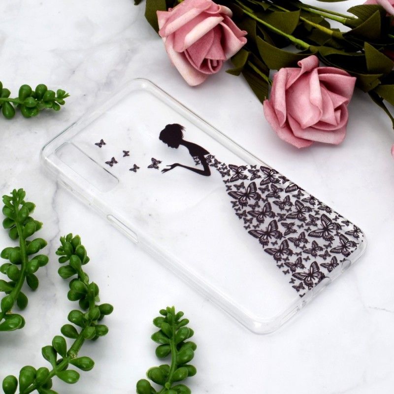 Hoesje Samsung Galaxy A7 Telefoonhoesje Transparante Vlinderjurk