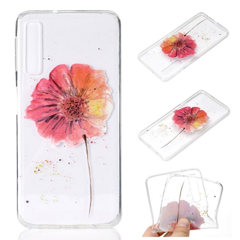 Hoesje Samsung Galaxy A7 Transparante Aquarel Klaproos