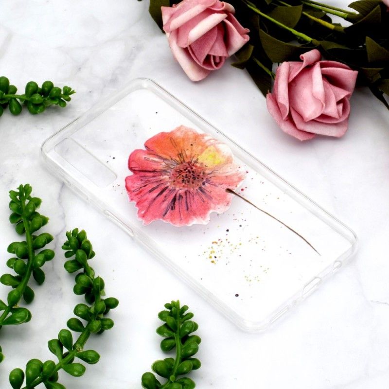 Hoesje Samsung Galaxy A7 Transparante Aquarel Klaproos