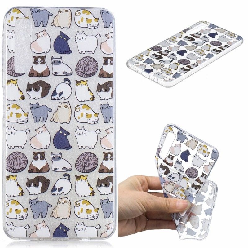 Hoesje voor Samsung Galaxy A7 Doorzichtige Meerdere Katten