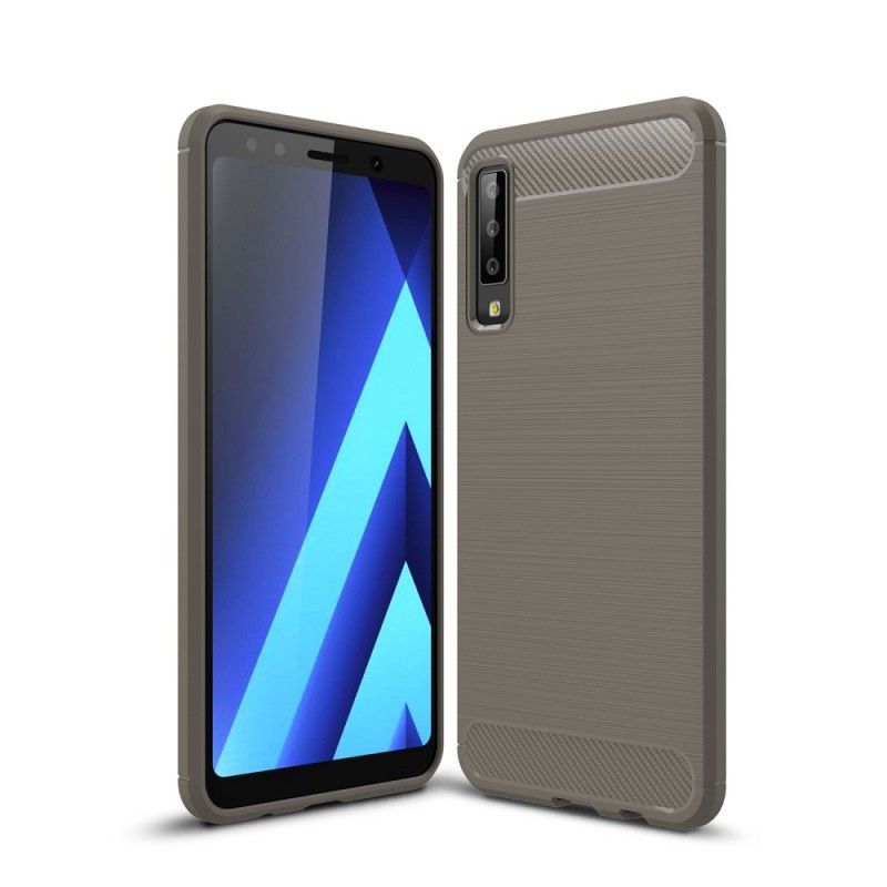 Hoesje voor Samsung Galaxy A7 Rood Zwart Geborsteld Koolstofvezel